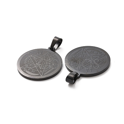 Religion 304 Stainless Steel Flat Round STAS-L123-32B-1
