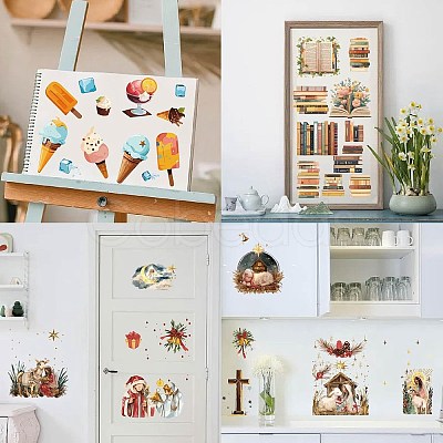 8Pcs 8 Styles Rectangle Plastic Window Stickers DIY-WH20015-018-1