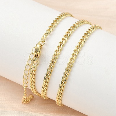 3MM Brass Curb Chain Necklaces LS-NJEW-P339-03G-1
