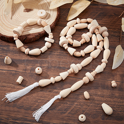 2 Bags Natural Unfinished Wood Beads Set WOOD-PH0001-89-1