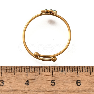 Daisy 304 Stainless Steel Enamel Open Cuff Rings for Women RJEW-M061-01G-10-1