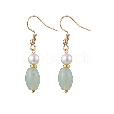 Natural Green Aventurine Dangle Earrings EJEW-JE06470-1
