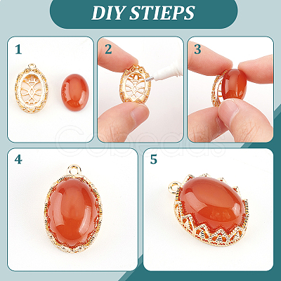 10Pcs Brass Pendant Cabochon Open Back Settings KK-BC0009-81-1