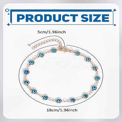 1Pc Ethnic Style Evil Eye Link Chain Bracelets for Women BJEW-LP0004-15-1