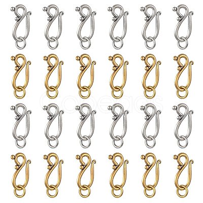 30Pcs 2 Colors Tibetan Style Hook and Eye Clasps FIND-FS0005-27-1
