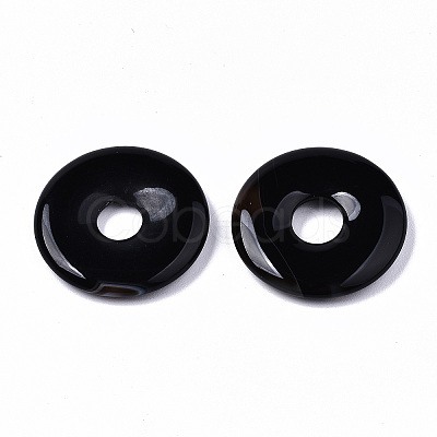 Natural Black Agate Pendants X-G-S364-074A-1