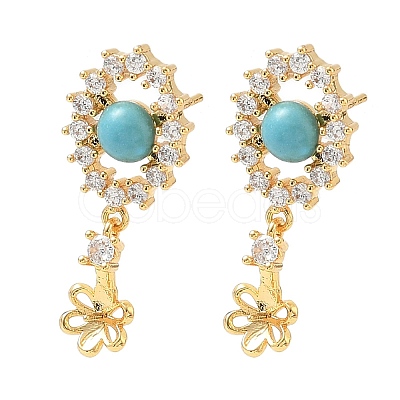 Brass Pave Cubic Zirconia Stud Earring Findings KK-C172-15G-1