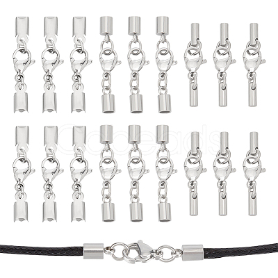 30 Sets 3 Styles 304 Stainless Steel Lobster Claw Clasps STAS-UN0047-74-1