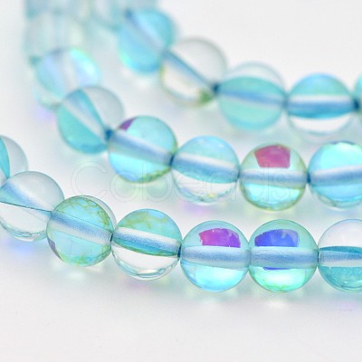 Round Synthetic Moonstone Beads Strands G-M210-6mm-10-1