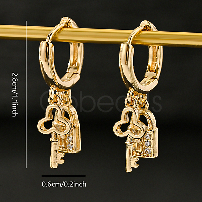 Brass Key with Lock Hoop Earrings SX3628-1