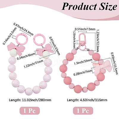 2Pcs 2 Styles Bowknot Acrylic Beaded Decorations HJEW-BBC0001-22-1