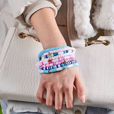 Polymer Clay Stretch Bracelets Sets BJEW-SZ0001-54-1