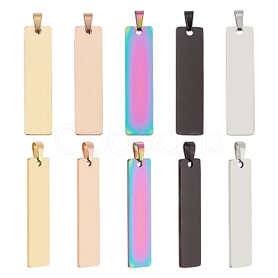 10Pcs 5 Colors PVD Vacuum Plating 304 Stainless Steel Pendants STAS-UN0018-33-1