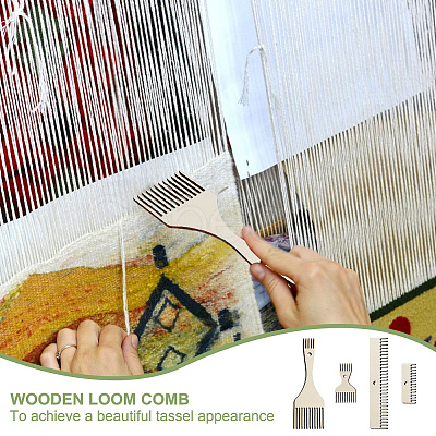 4Pcs Wood Weaving Comb Sets TOOL-WH0155-173-1