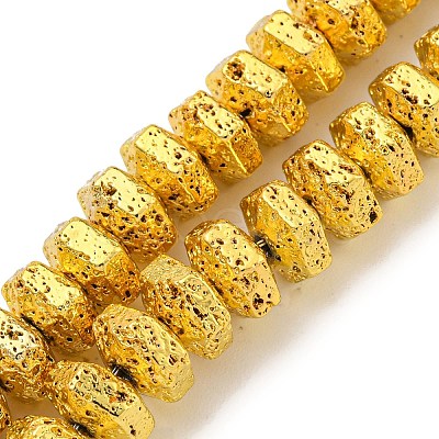Electroplated Natural Lava Rock Beads Strands G-I360-G01-01-1