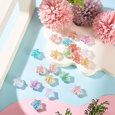 20Pcs UV Plating Transparent Acrylic Beads OACR-TA0001-67-1