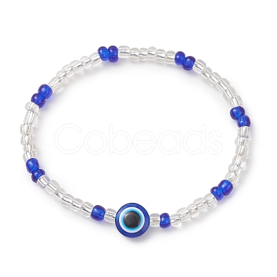 3Pcs Glass Seed Beads & Lampwork & Resin Beads Stretch Bracelets for Women BJEW-MZ00282-1