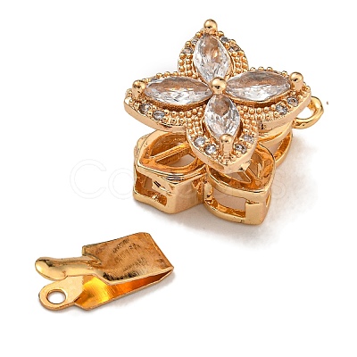 Brass Micro Pave Clear Cubic Zirconia Box Clasps KK-U037-31G-01-1