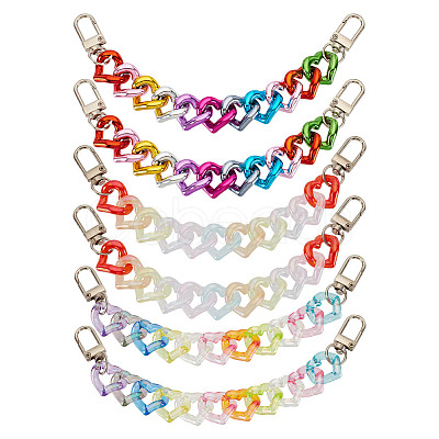 6Pcs 3 Styles Heart Acrylic Boot Strap Chains FIND-GO00002-1