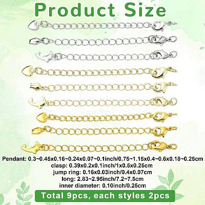 18Pcs 9 Styles Brass Chain Extender KK-FS0002-09-1