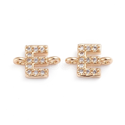 Brass Micro Pave Cubic Zirconia Letter Links ZIRC-I042-16G-E-1