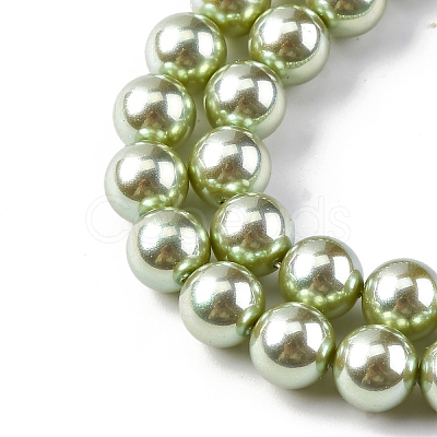 UV Plating Pearlized Glass Pearl Beads Strands GLAA-F128-01B-T21-1