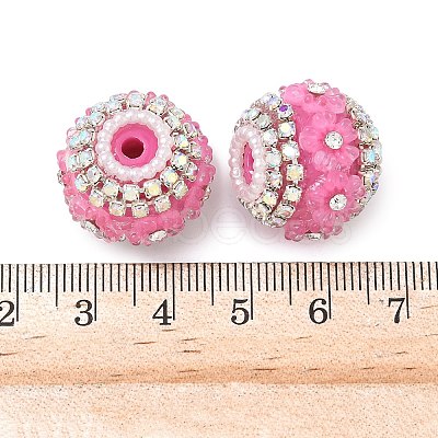 Bling Resin Rhinestone Flower Beads OACR-D310-01P-H-1