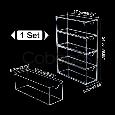 4-Tier Rectangle Acrylic Drawer Box CON-WH0097-50-1