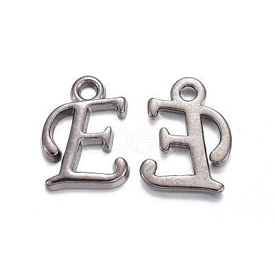Gunmetal Plated Alloy Letter Pendants PALLOY-P097-03-E-1