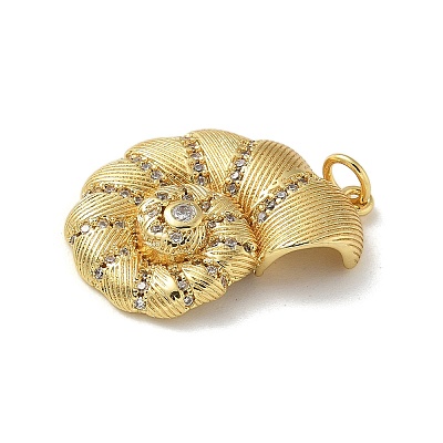 Brass Micro Pave Clear Cubic Zirconia Pendants KK-U046-02G-01-1