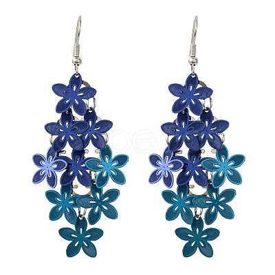 430 Stainless Steel Flower Dangle Earrings EJEW-A137-07P-04-1