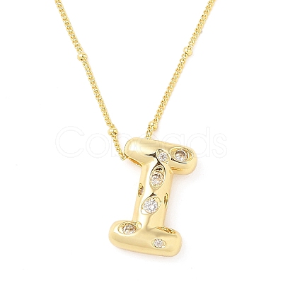 Brass Micro Pave Clear Cubic Zirconia Pendant Necklaces NJEW-Z038-01G-I-1