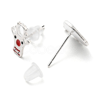 Christmas Theme Brass Asymmetrical Earrings EJEW-D062-01B-S-1