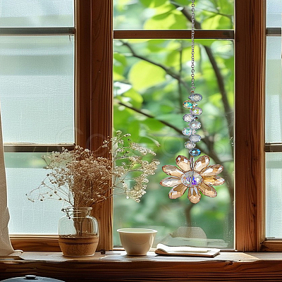 1Pc Glass Flower Hanging Ornaments HJEW-LP0002-65F-1