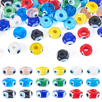 54Pcs 9 Colors Handmade Evil Eye Lampwork Beads LAMP-TA0001-57-1