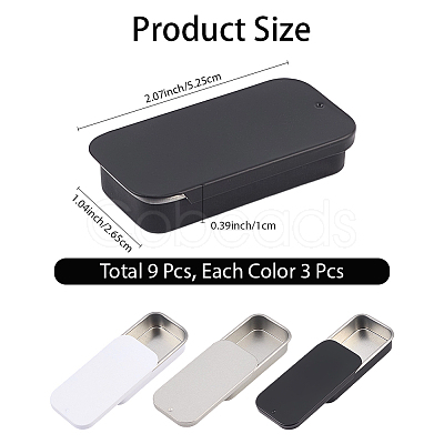 9Pcs 3 Colors Slide Top Tinplate Trinket Storage Boxes CON-CP0001-016B-1