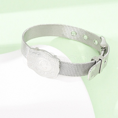 304 Stainless Steel Watch Band Chain Bracelets for Women Men BJEW-P386-09P-C-1