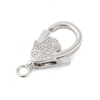 Brass Micro Pave Clear Cubic Zirconia Lobster Claw Clasps KK-P299-04P-1