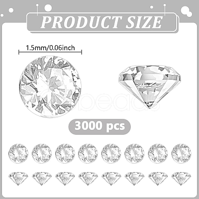 3000Pcs Cubic Zirconia Cabochons ZIRC-GO0001-03A-1