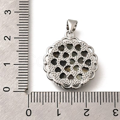 Brass with Natural Shell Carved Pendants KK-Z091-05P-02-1