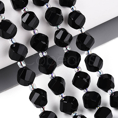 Natural Black Onyx(Dyed & Heated) Beads Strands G-T144-24A-03-1