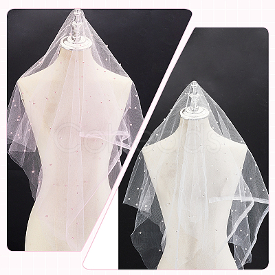 2Pcs 2 Colors Pearl Nylon Mesh Fabric DIY-GA0007-69-1