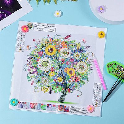 6Pcs 6 Colors Flower Plastic Diamond Painting Magnet Cover Holder AJEW-SZ0001-98-1