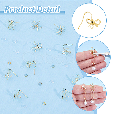 Bowknot Shape Brass Earring Hooks KK-HS0001-78G-1