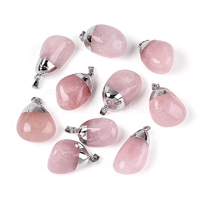Natural Rose Quartz Pendants G-N360-05P-02-1