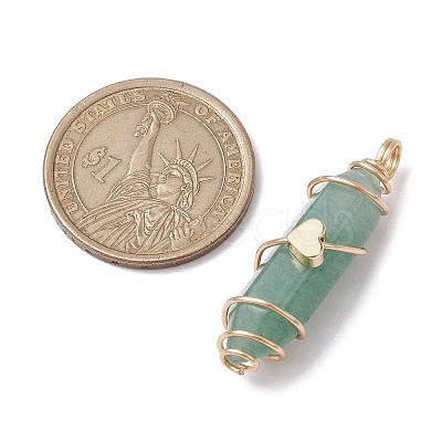 Natural Mixed Gemstone Copper Wire Wrapped Double Terminal Pointed Pendants PALLOY-JF02547-1