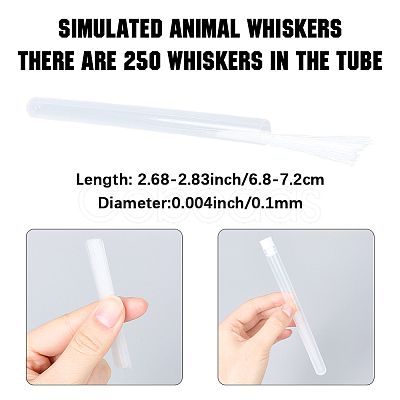 250Pcs Plastic Simulated Animal Whiskers for Crafts Needle Felting DIY-WH20050-10-1