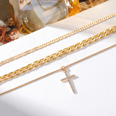 Alloy Crystal Crystal Rhinestone Cross Pendant 3-
Layer Necklaces for Women FS-WG64AC3-01-1