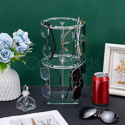 2-Tier Round Acrylic Sun Glasses Storage Display Stands ODIS-WH0079-050-1