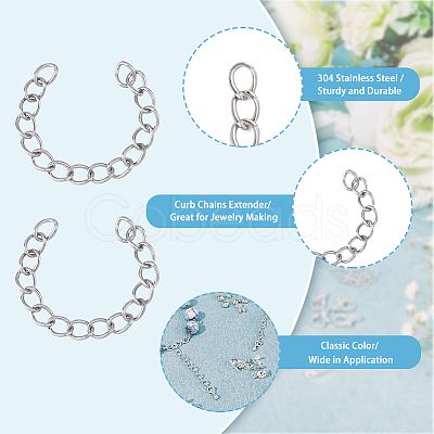 150Pcs 304 Stainless Steel Curb Chains Extender STAS-DC0013-10-1